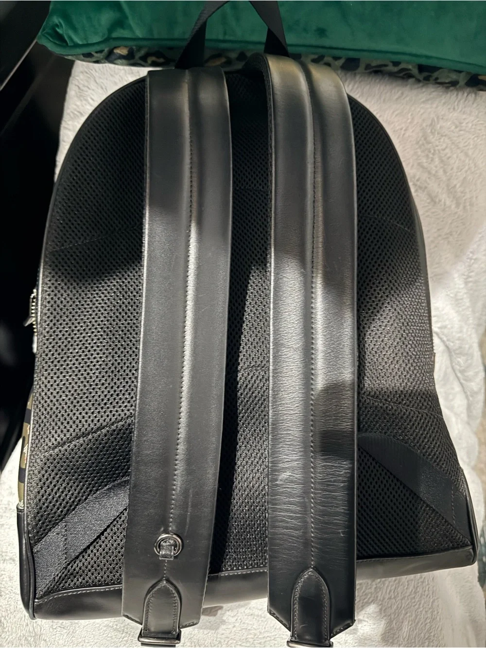 Coach Olive Green and Black Canvas & Leather Signature Backpack